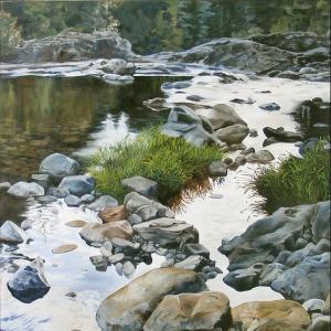 Evening above Lucia Falls, painting by Tom Wheeler