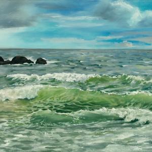 "Commotion" - Seascape Oil Painting by Tom Wheeler