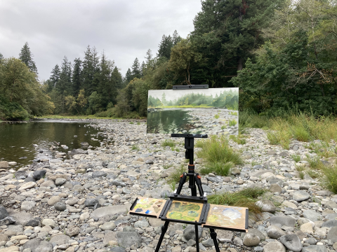 Plein air painting on the river