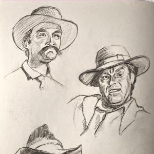 sketches of cowboys