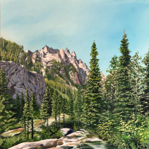 Mountain Stream at the Tetons, oil painting by Tom Wheeler